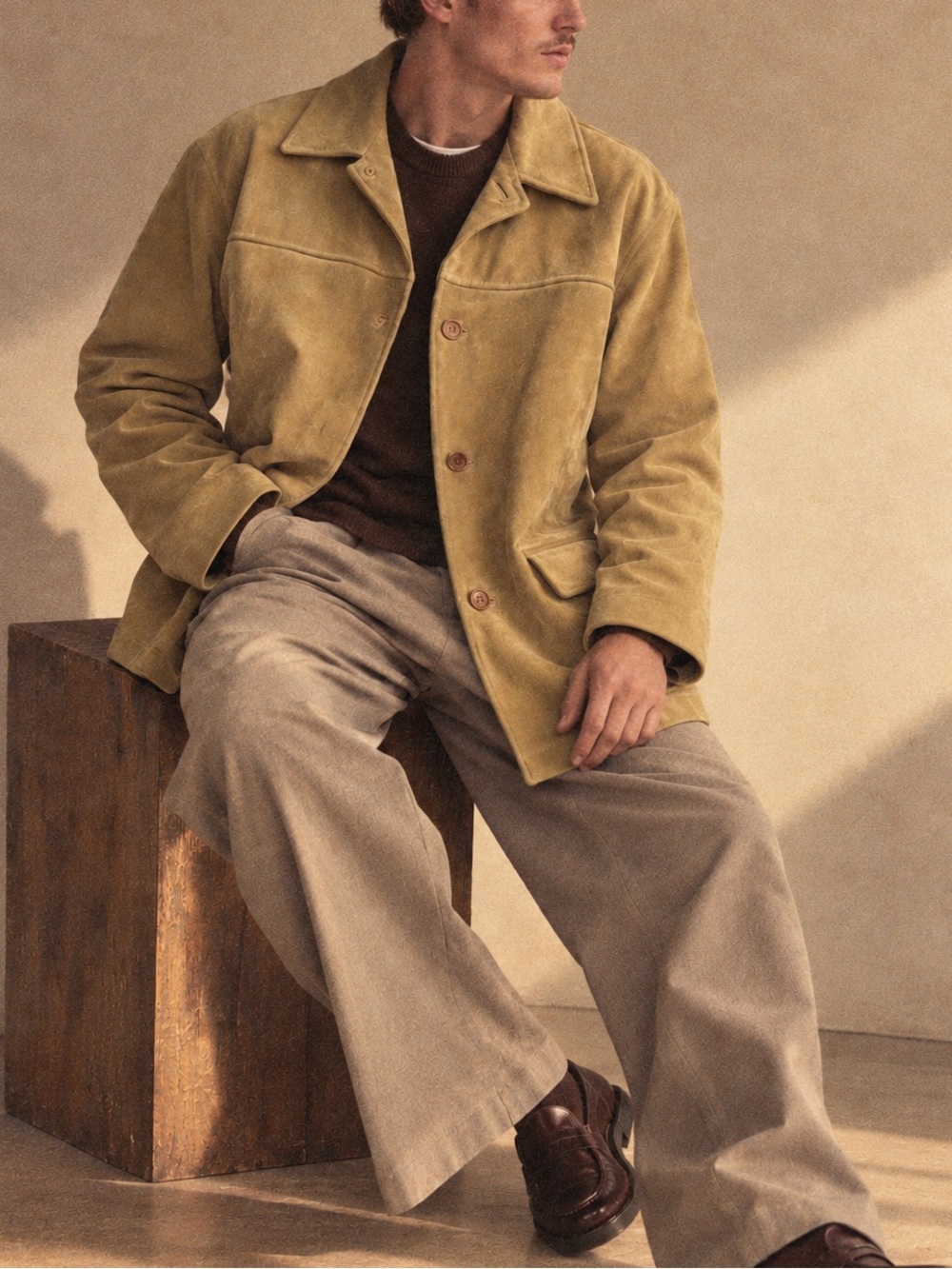 Banana Republic Vintage Suede Button Leather Overcoat Jacket